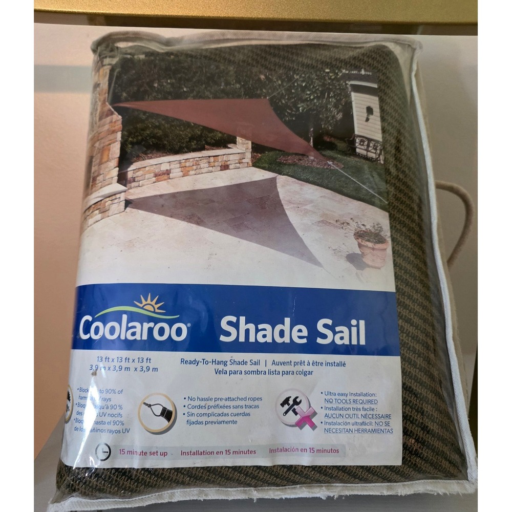 Coolaroo Shade Sail Ready To Hang Brown Outdoor Cooling UV Protection